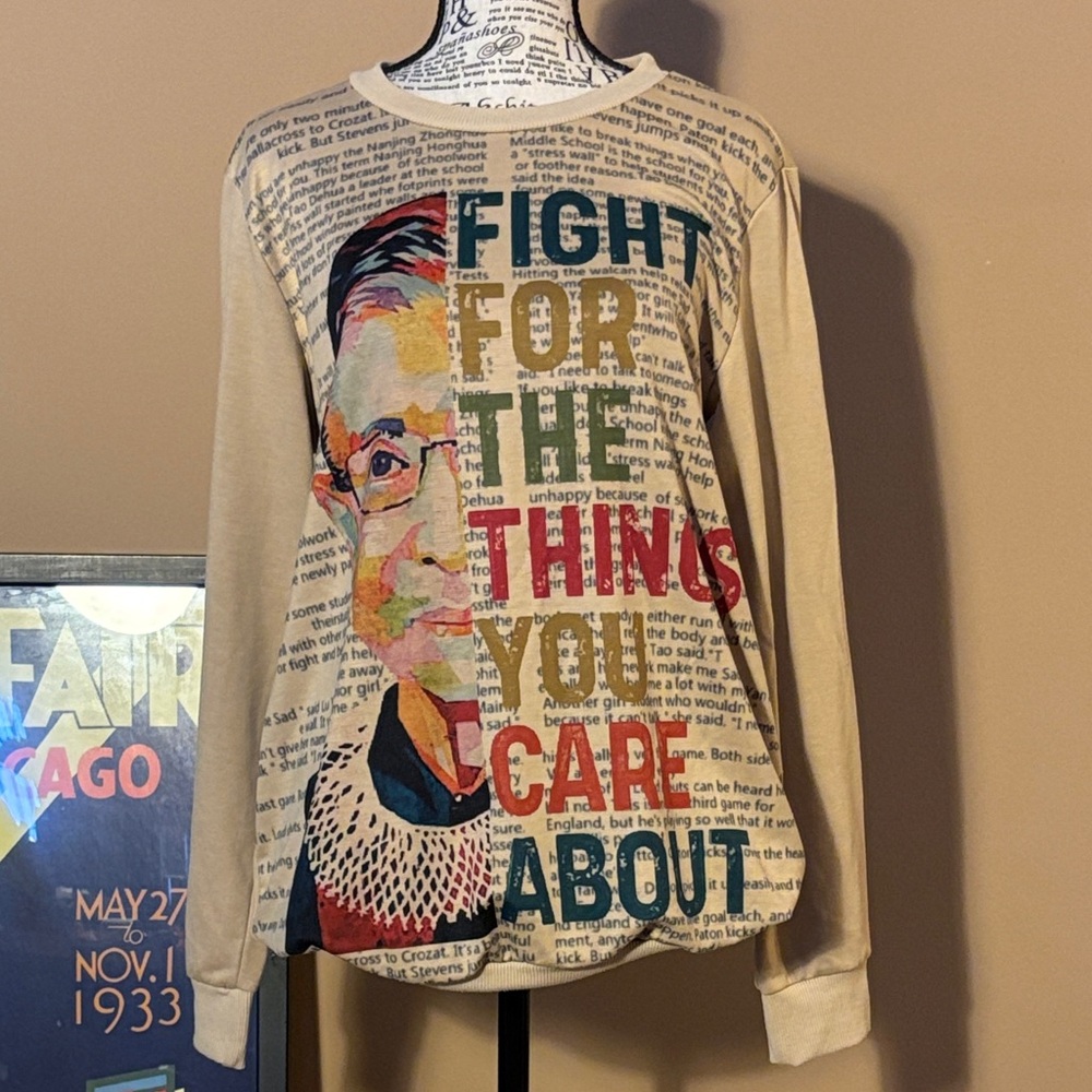 RBG Graphic Beige Sweater for Women